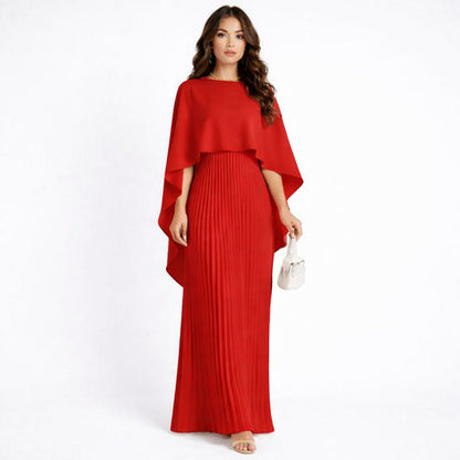 Vestido Maxi Mujer con Capa Flotante y Hombros Descubiertos