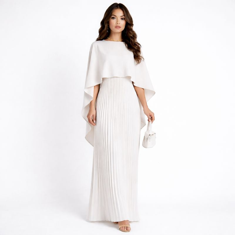 Vestido Maxi Mujer con Capa Flotante y Hombros Descubiertos - Mavetta