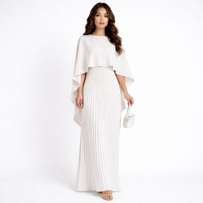 Vestido Maxi Mujer con Capa Flotante y Hombros Descubiertos - Mavetta