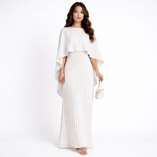 Vestido Maxi Mujer con Capa Flotante y Hombros Descubiertos - Mavetta