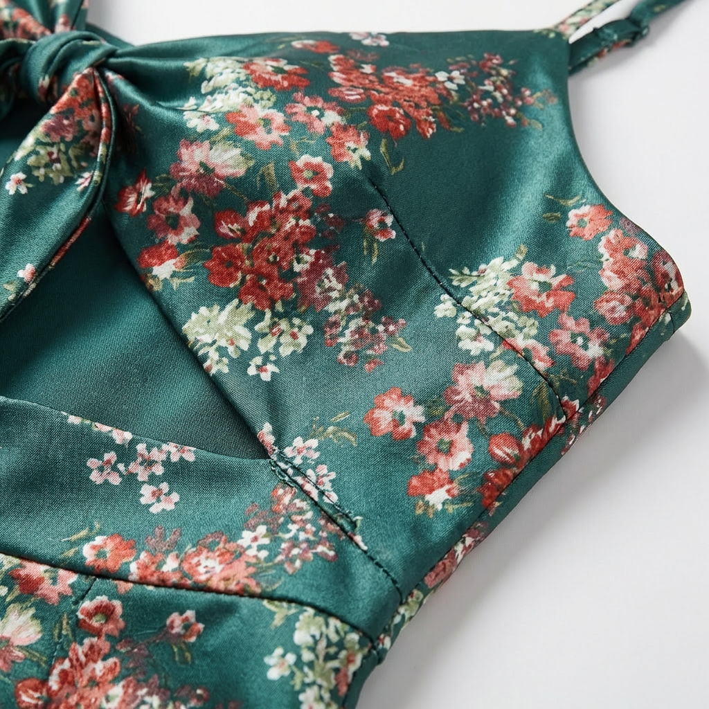 Vestido Midi Mujer Estampado Floral Lazo Frontal Boho