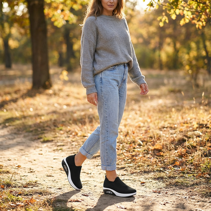 Zapatillas Slip-On Mujer Tejido Transpirable Tobillo Elástico Confort