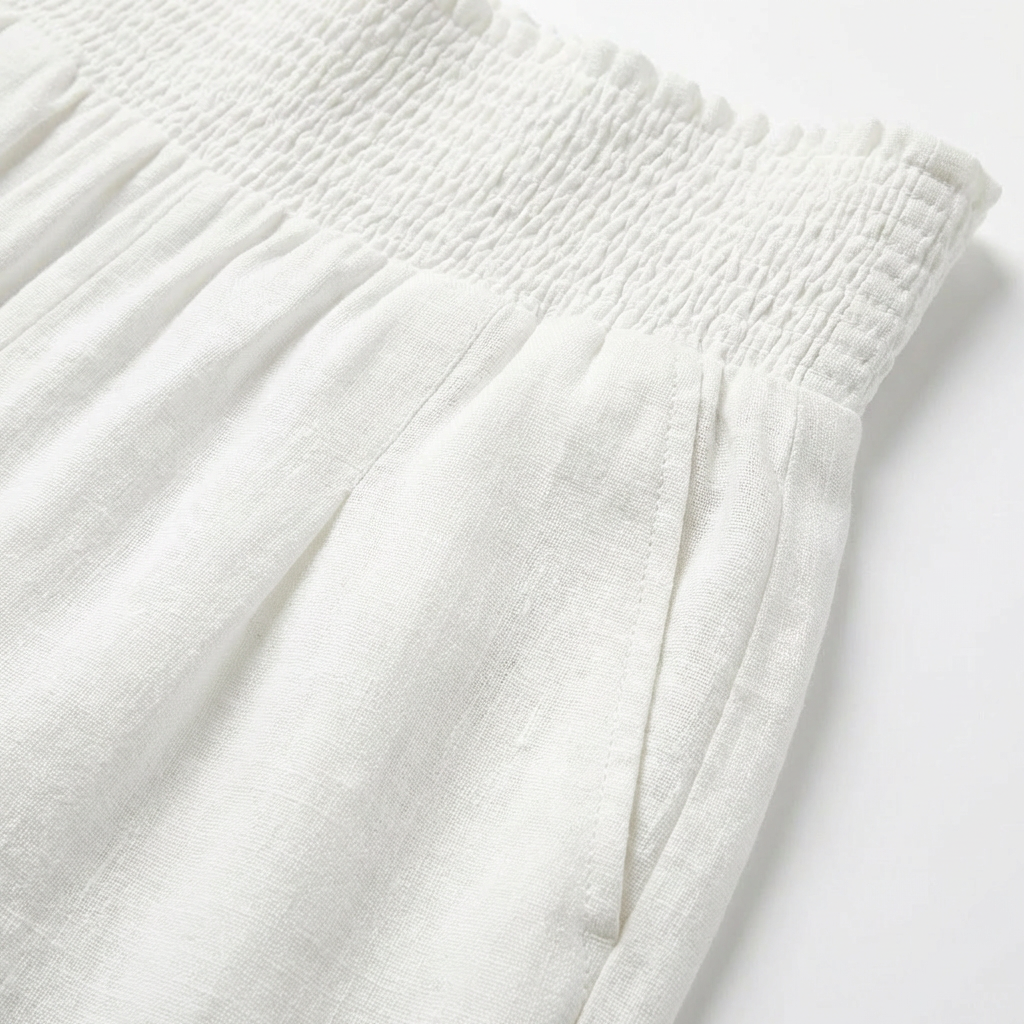 Pantalón Palazzo Mujer Cintura Fruncida Pernera Ancha Casual