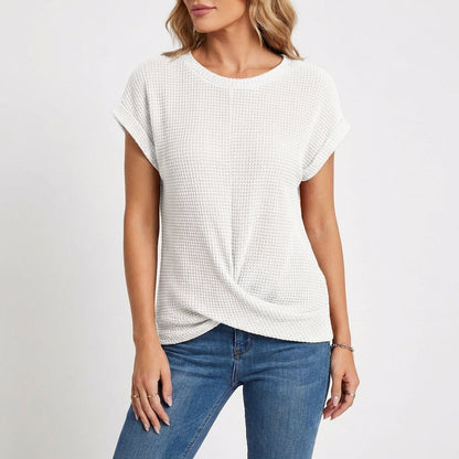 Mujer Textura Waffle Manga Corta Casual