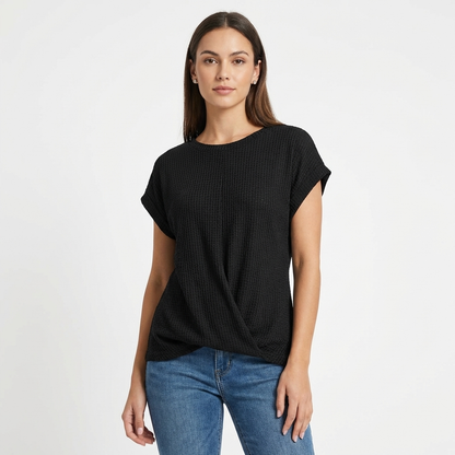 Mujer Textura Waffle Manga Corta Casual - Mavetta