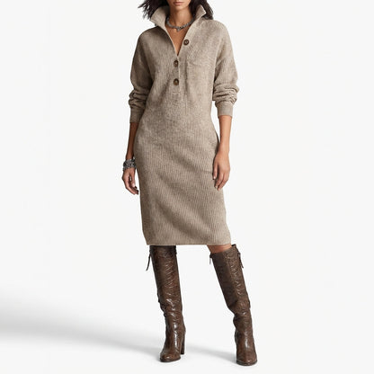Vestido Jersey Mujer con Botones Ajuste Casual
