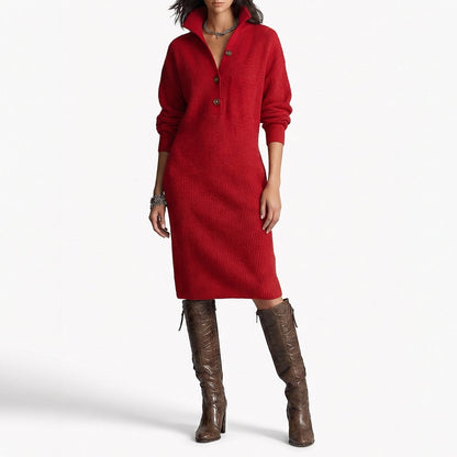 Vestido Jersey Mujer con Botones Ajuste Casual