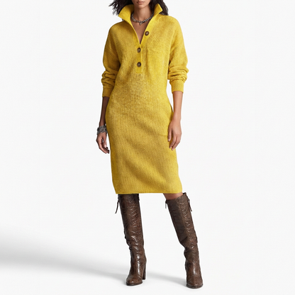 Vestido Jersey Mujer con Botones Ajuste Casual