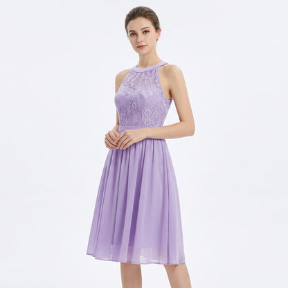 Vestido Midi Mujer Escote Halter Falda Fluida