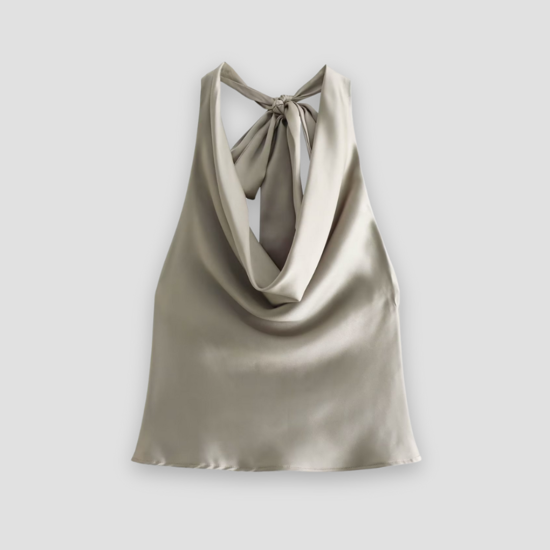 Halter Mujer Tejido Suave Drapeado