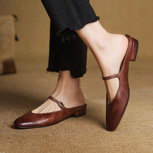 Zapatos Mary Jane Mujer Cuero Sintético Punta Cuadrada Hebilla - Mavetta