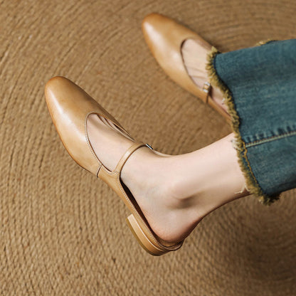 Zapatos Mary Jane Mujer Cuero Sintético Punta Cuadrada Hebilla