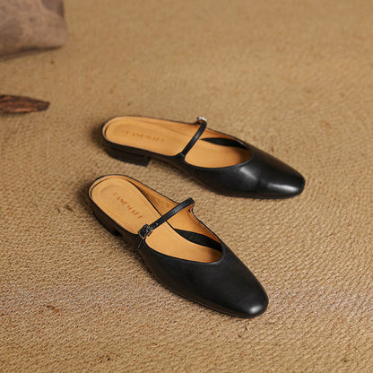 Zapatos Mary Jane Mujer Cuero Sintético Punta Cuadrada Hebilla
