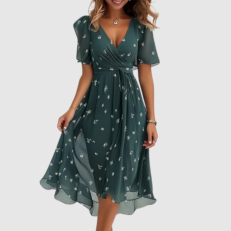 Vestido Largo Mujer Algodón Mezcla Escote en V - Mavetta