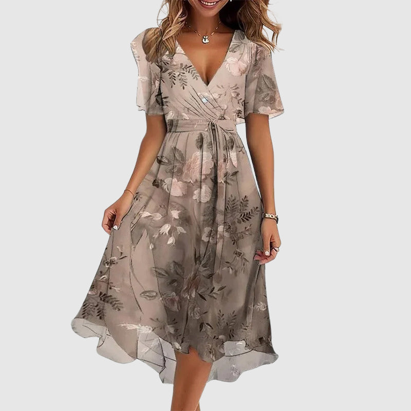 Vestido Largo Mujer Algodón Mezcla Escote en V