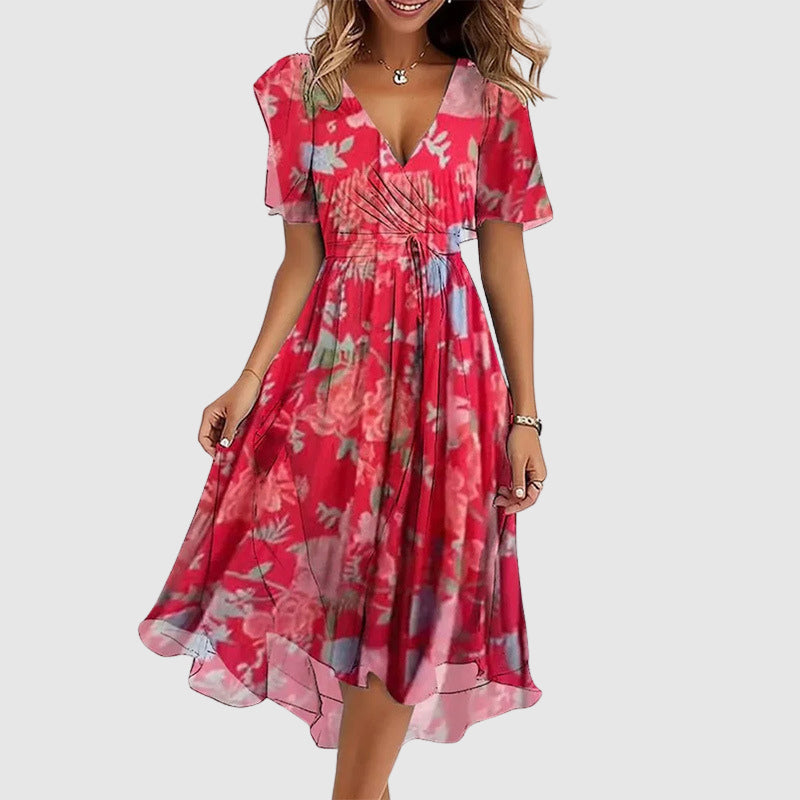 Vestido Largo Mujer Algodón Mezcla Escote en V
