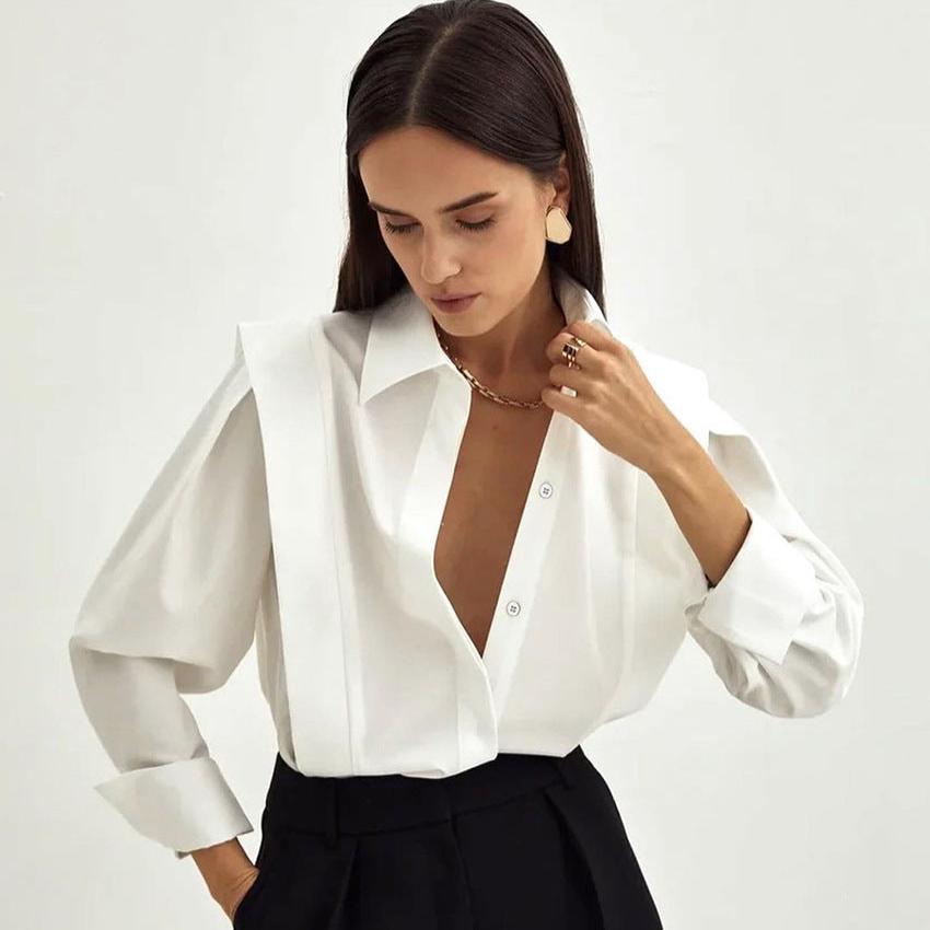 Blusa Mujer Elegante Algodón Corte Entallado