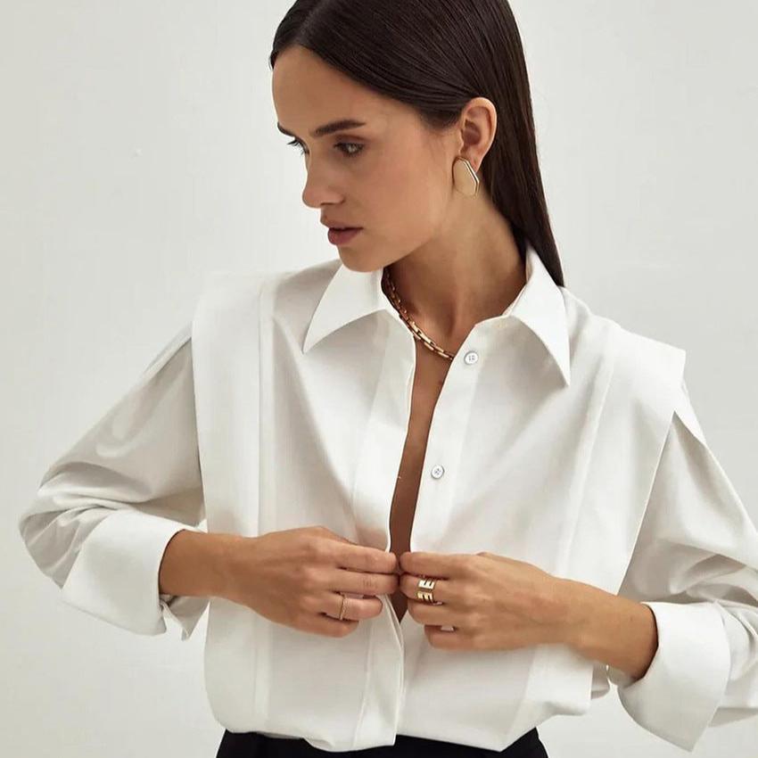 Blusa Mujer Elegante Algodón Corte Entallado