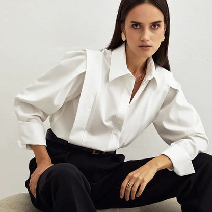 Blusa Mujer Elegante Algodón Corte Entallado