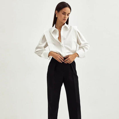 Blusa Mujer Elegante Algodón Corte Entallado