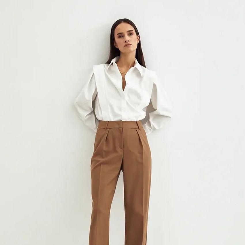 Blusa Mujer Elegante Algodón Corte Entallado