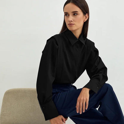 Blusa Mujer Elegante Algodón Corte Entallado