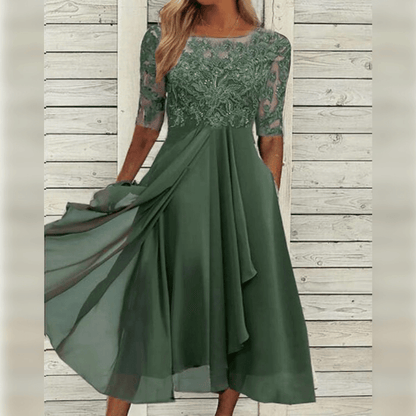 Vestido maxi mujer asimétrico fluido elegante