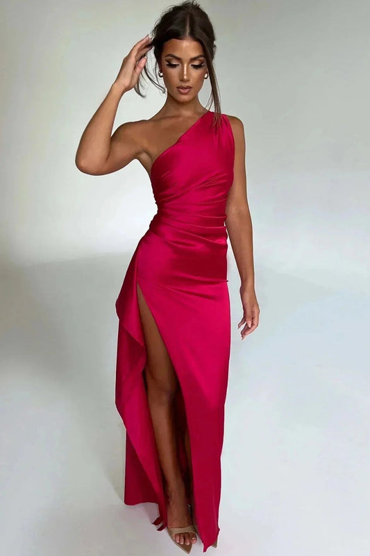 Vestido Largo Mujer Asimétrico con Abertura Alta Elegante - Mavetta