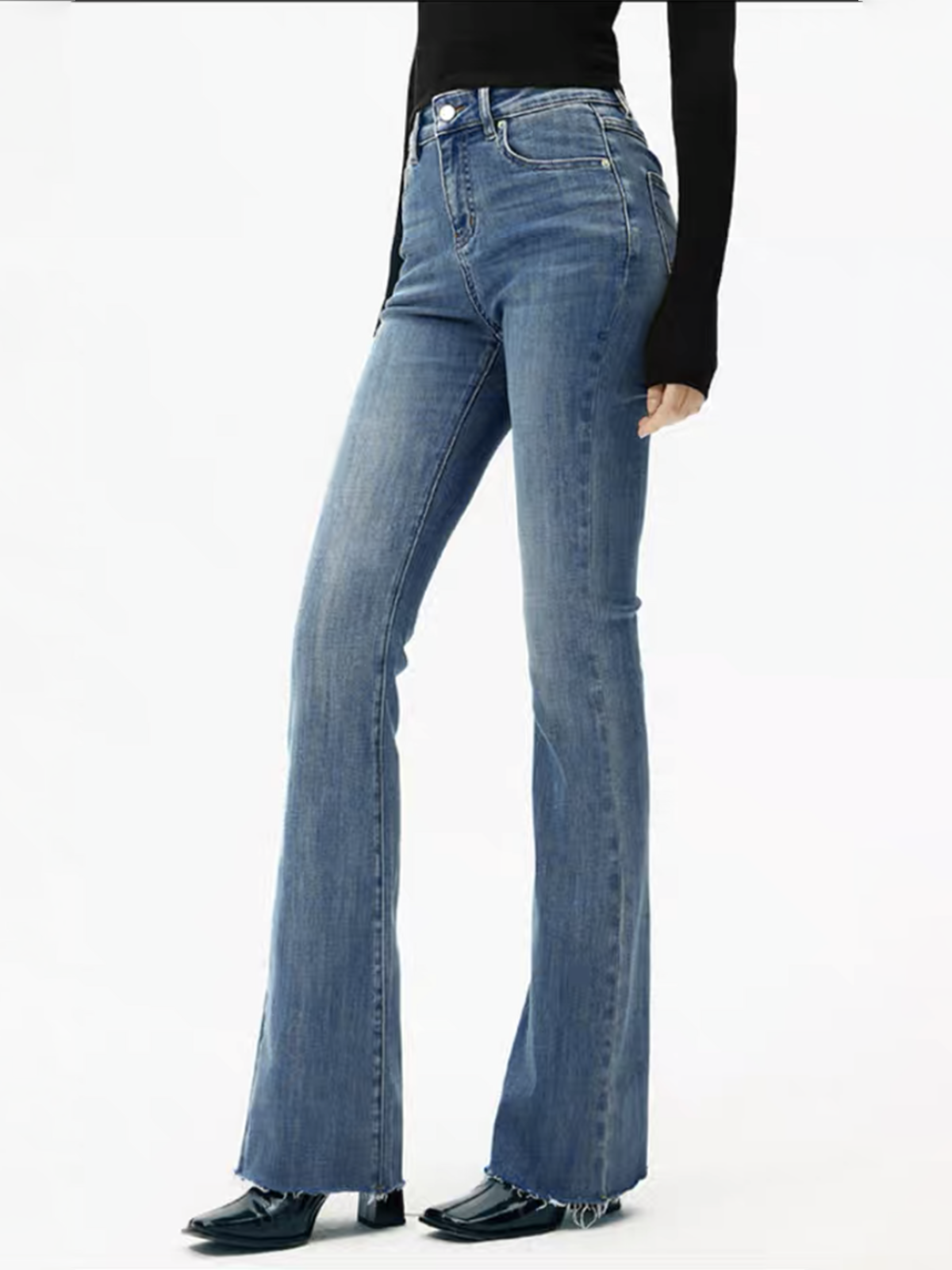 Jeans Mujer Mezclilla Cintura Alta Corte Ajustado