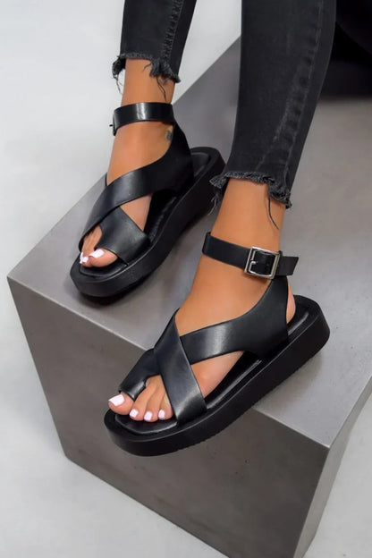 Sandalias Plataforma Mujer con Cierre Cruzado Ajuste Seguro