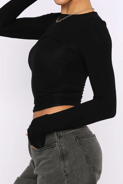 Mujer Básico Manga Larga Ajuste Slim