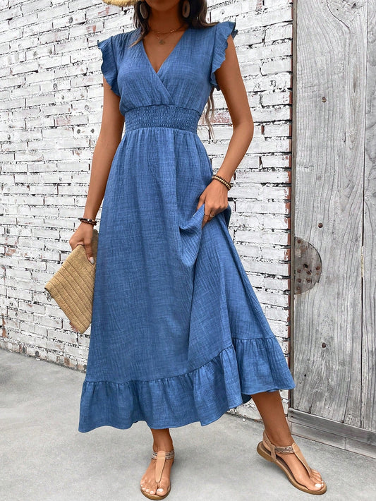 Vestido Largo Mujer Estilo Bohemio Cintura Fruncida - Mavetta