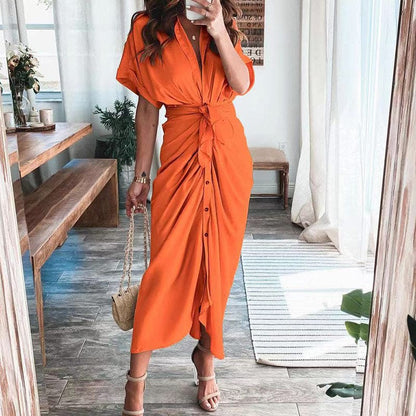 Vestido Largo Mujer de Satén Drapeado Ajuste Elegante