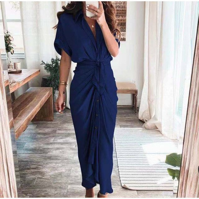 Vestido Largo Mujer de Satén Drapeado Ajuste Elegante