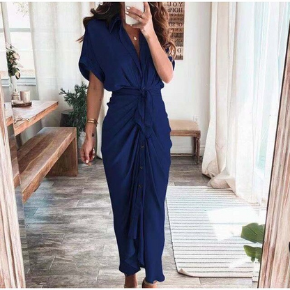 Vestido Largo Mujer de Satén Drapeado Ajuste Elegante