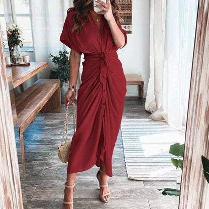 Vestido Largo Mujer de Satén Drapeado Ajuste Elegante