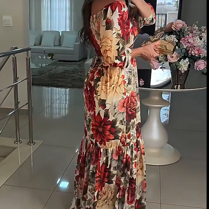 Vestido Largo Mujer de Tela Ligera Estampado Floral