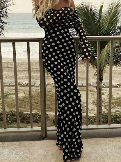 Vestido Largo Mujer de Tela Ligera Hombros Descubiertos