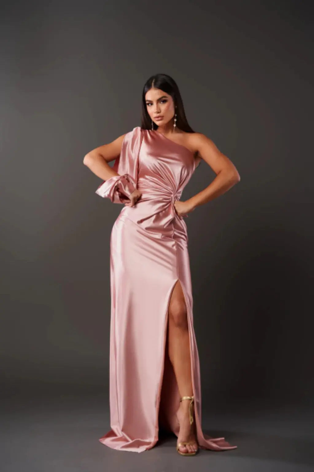 Vestido Largo Mujer de Satén Estilo Fiesta