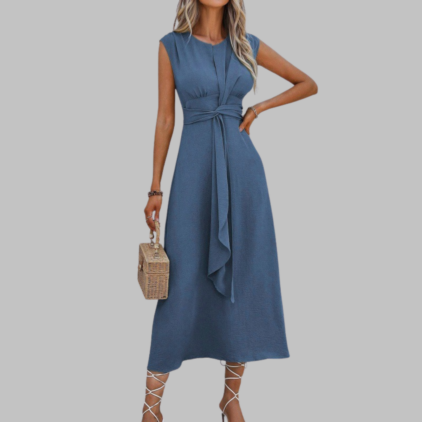 Sofía | Vestido Midi Sin Mangas con Cinturón para Mujer 2