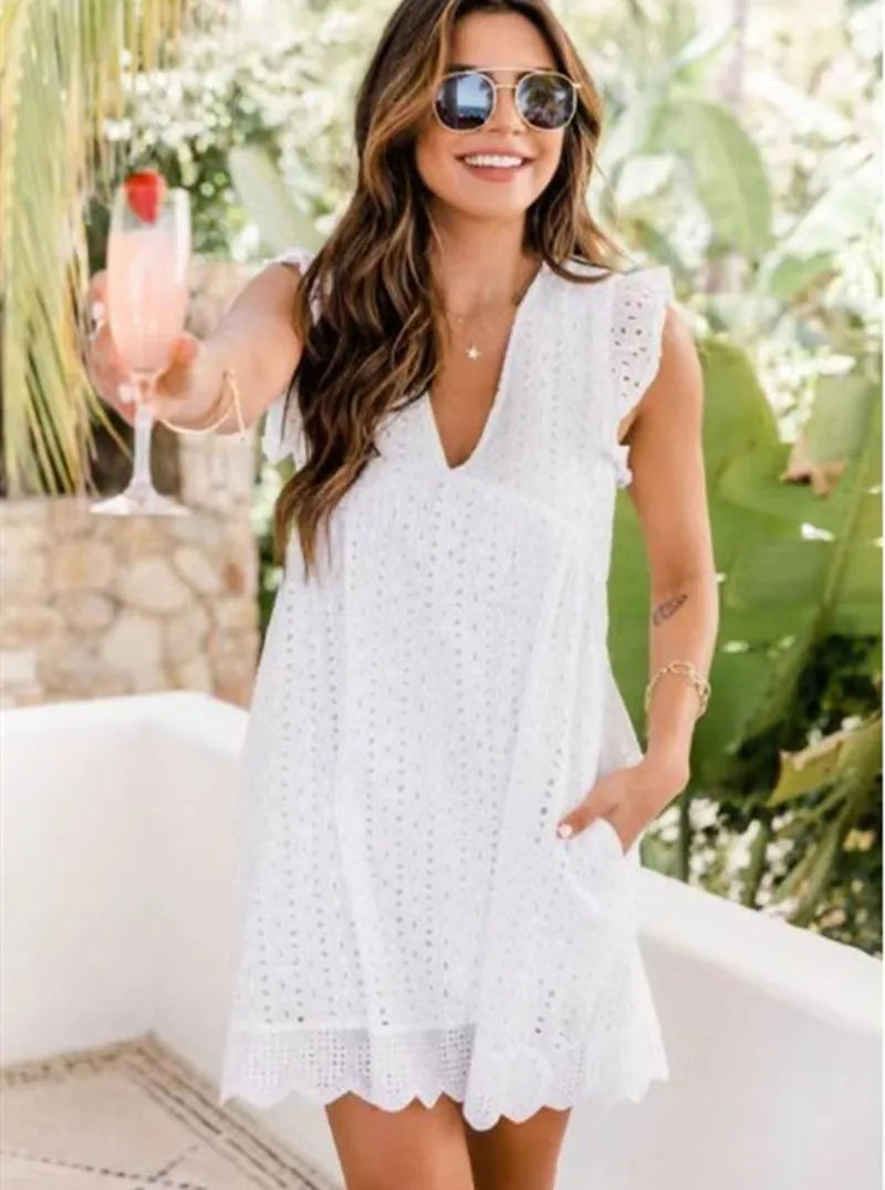 Vestido Fiesta Mujer Elegante Cuello en V