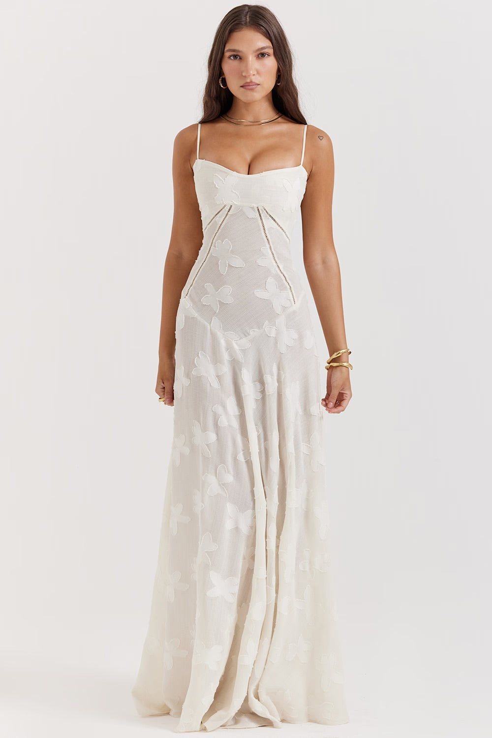 Vestido Verano Mujer Evasé Bordado Floral