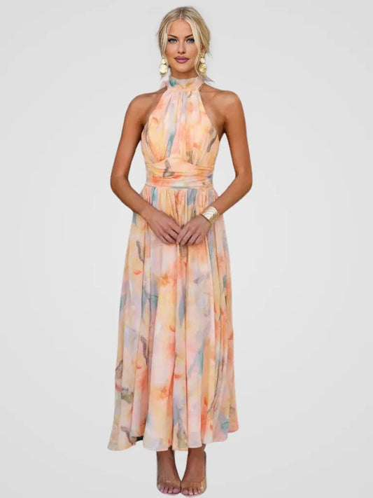 Vestido Verano Mujer Escote Halter Estampado - Mavetta