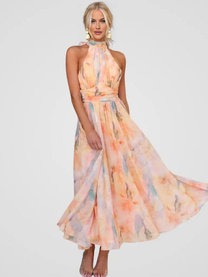 Vestido Verano Mujer Escote Halter Estampado