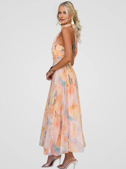 Vestido Verano Mujer Escote Halter Estampado
