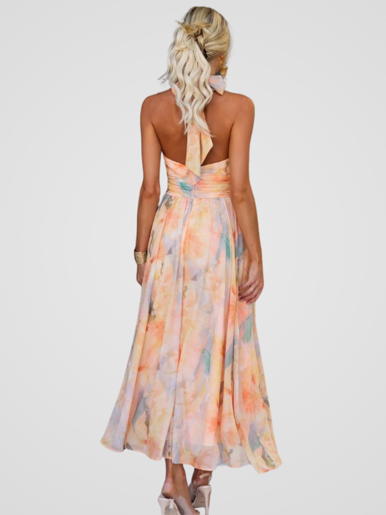 Vestido Verano Mujer Escote Halter Estampado