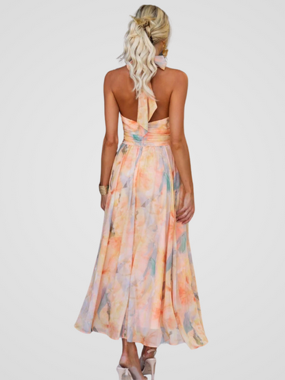 Vestido Verano Mujer Escote Halter Estampado