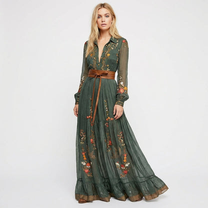 Vestido Largo Mujer Bordado Estilo Bohemio - Mavetta