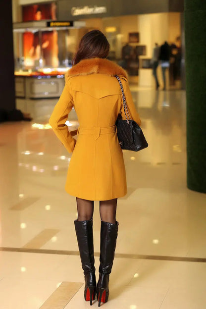 Abrigo Largo Mujer de Lana Ajuste Elegante