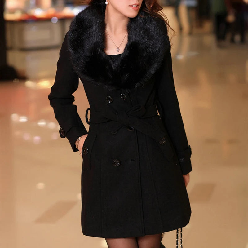 Abrigo Largo Mujer de Lana Ajuste Elegante